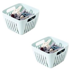 The Flow 大容量基本款曬衣夾 4種 x 8入 + 收納籃 2入 套組 天空藍, 1套