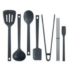 Berthan 可站立矽膠廚具7件組 炭灰色, 1套