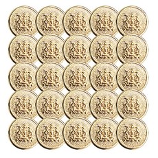 服裝輔料 鍍金鈕扣 New Lion 18mm, 金色, 25個