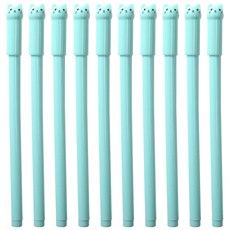 可愛貓咪中性筆, 薄荷綠, 10個