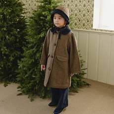 哲秀與英熙 兒童冬季蘇格蘭羊毛大衣