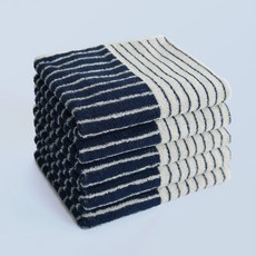 CHUNGMU TOWEL Clou망 Standard 條紋飯店紗染毛巾 160g 60支精梳棉, 5個, 條紋海軍藍
