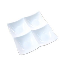 方形四格分隔盤 20cm, 1組, 白色