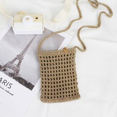 手機迷你網袋DIY套組+影片教學, 1套, 604淺棕色