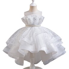 Bebemong Story 女童胸前抓皺不對稱洋裝