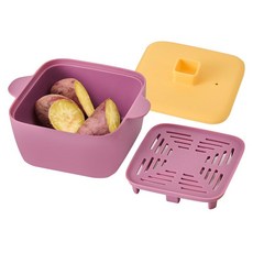 Le made 一餐搞定 矽膠微波多功能蒸鍋 650ml 地瓜色, 矽膠碗+瀝水板+蓋子(650ml), 1個, 2 蕃薯