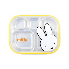 米飛兔印花不鏽鋼附蓋分格餐盤便當盒, 混色, 盤子+蓋子