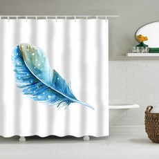 彩色羽毛浴簾, 白色, 1件, 白色系