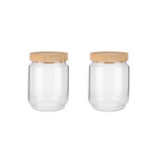 Mia&Riam原木蓋耐熱玻璃密封保存容器, 2個, 400毫升