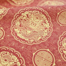 르우홈 DTP 면 패브릭 원단 한국 전통 무늬 곤룡포, 레드, 1개