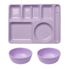 便當之王Junior韓式便當盤+韓式碗 2入組, 丁香紫, 1組
