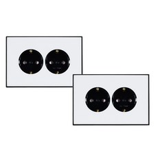 TILINS 橫式2孔插座 黑白色, 2個