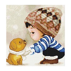 KMELLIE 畫框式 3D 男孩 圓鑽 DIY 鑽石畫 40 x 40 cm, 混合色, 1個