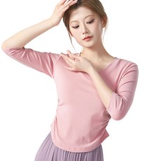 Hotdaysome 舞蹈運動V領T恤 中款, 粉紅色