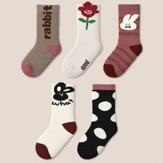 IBboom 兒童舒適小兔子毛圈防寒保暖襪5件組 H57