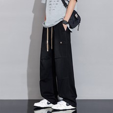 Starbean 男款 切割線條 復古 寬褲