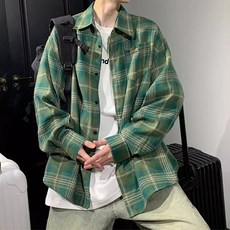 男士時尚潮流清爽格紋襯衫
