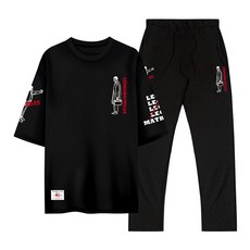 YTCLOSET 等待的男人 大尺碼 短袖 運動服 上下套裝