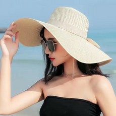 디멜디 여성용용 리본 스트랩 밀짚모자 빅챙
