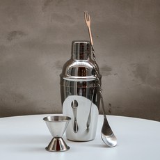 Mrs. Home 雞尾酒雪克杯 500ml + 量酒器 25 x 40 ml + 吧叉匙套組, 1套, 單一顏色