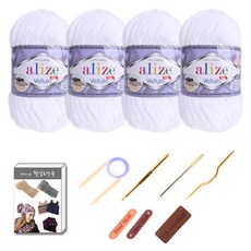 마마니트 벨루토실 4볼 목도리 DIY 세트, 1세트, 55화이트