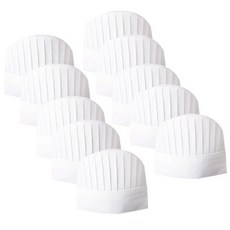 PARTYHAE 女性高級廚師帽, 白色, 10個