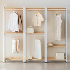 퍼리든 큐브 드레스룸 시스템 행거 2400 1단+2단+2단 스탠드행거, 화이트오크