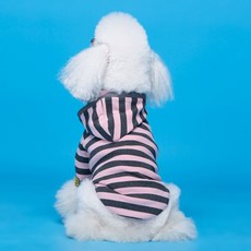 MING 寵物條紋連帽T恤, 粉紅色