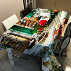 I Love Home 歐洲風景印花方形家用桌布, TYPE18, 40 x 40 cm