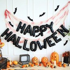 PARTYHAE 快樂萬聖節 銀箔破布裝飾組, 黑色, 1套