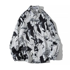 男款 Market A 復古藝術圖案襯衫