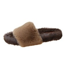 여성용 겨울 인조 밍크 털 슬리퍼 겨울 실내화 뮬 슬리퍼 PRDS179