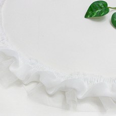 雪紡網紗荷葉邊蕾絲 40mm x 270cm, 白色的, 1個