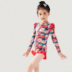 HARAROI 女童彩色花朵連身泳裝