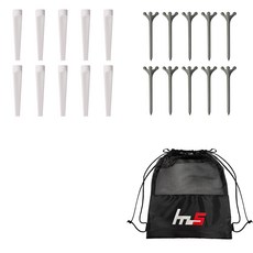 NAYASTYLE 塑膠高爾夫長球梯 白色 10入 + ABS 高爾夫長球梯 灰色 10入 + 收納袋套組 GFYP-185-1 172-4PU, 混合色