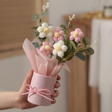 생활의지혜 뜨개실 조명 꽃다발 장식, 핑크, 1개
