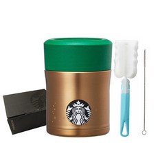 스타벅스 JBJ 홀리데이 보온 컨테이너 300ml + 세척솔 세트, 골드, 1개