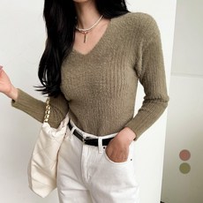 2nd Ground 女款柔軟V領長袖針織上衣