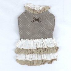 레드퍼피 강아지 레블리 도트 플리츠 원피스, 브라운, 1개