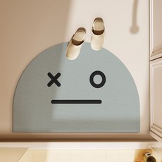 피어니스트 표정디자인 반원형 욕실 흡수성 발매트, 민트, 1개