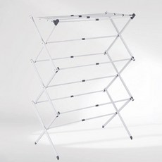 Market Plan Floor多功能長度可調節3層曬衣架, 白色