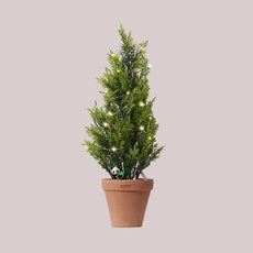 Morningscent DIY香冠柏人造樹 + 陶盆 + 燈飾 + 裝飾石 + 熊貓公仔套組, 1套, 隨機出貨(熊貓公仔)