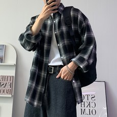 CONFIAR 男士日常寬鬆版型格紋襯衫 TC6311