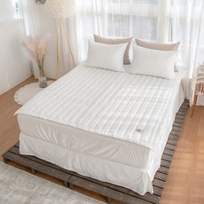 素色純棉水洗絎縫床墊, 白色
