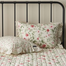 gBEDDING 60支棉花朵圖案水洗枕頭套 2入+枕芯 2入, 象牙白