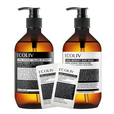 ecoliv 花香豐盈洗髮精 500ml+花香沐浴露 500ml+沐浴露隨身包 2入, 1套