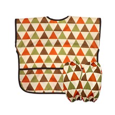 Derhappy 幼童用北歐三角防水短袖美術畫畫衣袖套組 04, 橘色