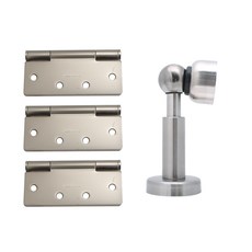 高端 3 節鉸鏈 3p + 門塞套組銀色，用於參觀, 1套