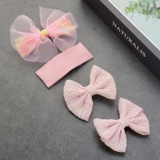 핸날 쉬폰리본 심플헤어핀 4p 세트