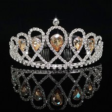 Estella 水滴纏繞髮飾 自助婚紗頭飾 珠寶皇冠 WT402, 銀色香檳, 1個